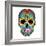 Day of the Dead Colorful Skull with Floral Ornament-Alisa Foytik-Framed Art Print