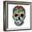 Day of the Dead Colorful Skull with Floral Ornament-Alisa Foytik-Framed Art Print