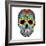 Day of the Dead Colorful Skull with Floral Ornament-Alisa Foytik-Framed Art Print