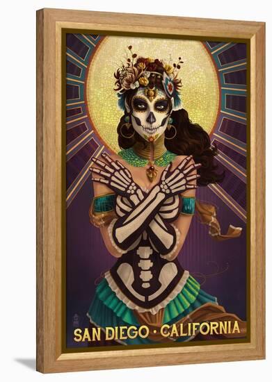 Day of the Dead Crossbones - San Diego, California-Lantern Press-Framed Stretched Canvas