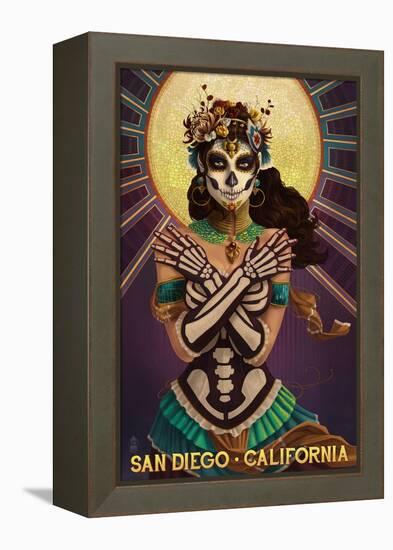 Day of the Dead Crossbones - San Diego, California-Lantern Press-Framed Stretched Canvas