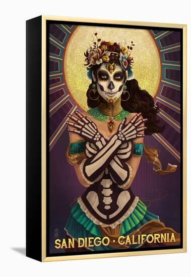 Day of the Dead Crossbones - San Diego, California-Lantern Press-Framed Stretched Canvas