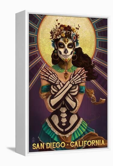 Day of the Dead Crossbones - San Diego, California-Lantern Press-Framed Stretched Canvas