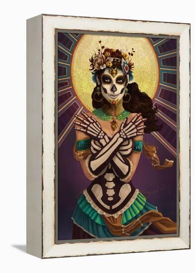 Day of the Dead - Crossbones-Lantern Press-Framed Stretched Canvas