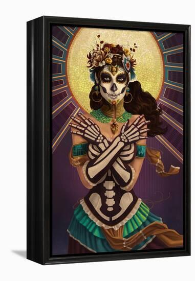 Day of the Dead - Crossbones-Lantern Press-Framed Stretched Canvas