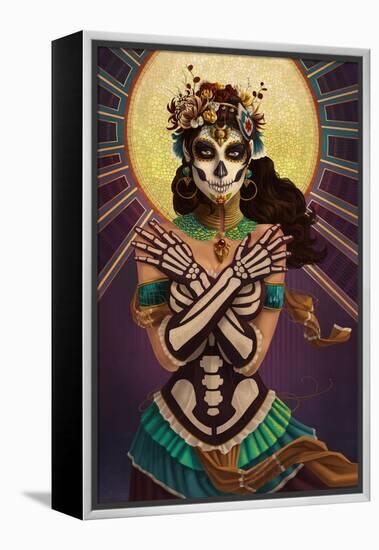 Day of the Dead - Crossbones-Lantern Press-Framed Stretched Canvas