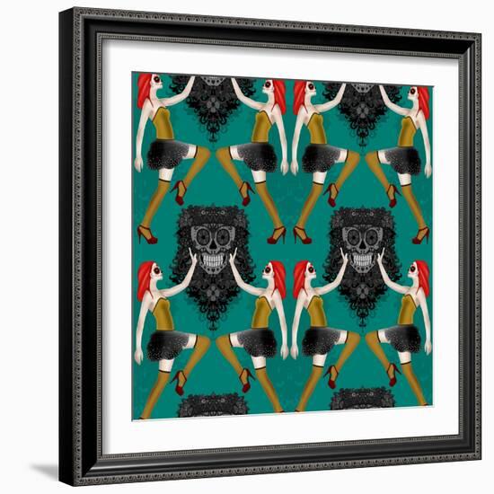 Day of the Dead Damask-Sharon Turner-Framed Art Print