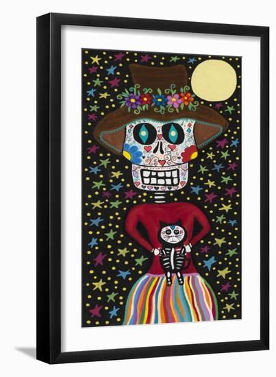 Day of the Dead Girl with Cat-Kerri Ambrosino-Framed Giclee Print