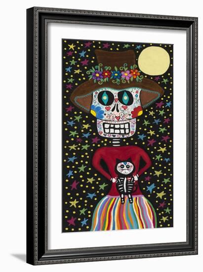 Day of the Dead Girl with Cat-Kerri Ambrosino-Framed Giclee Print