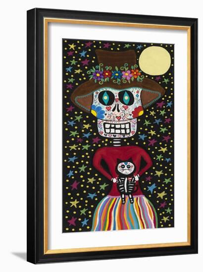 Day of the Dead Girl with Cat-Kerri Ambrosino-Framed Giclee Print