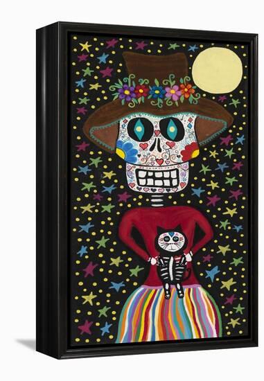 Day of the Dead Girl with Cat-Kerri Ambrosino-Framed Premier Image Canvas