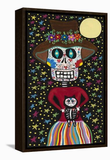 Day of the Dead Girl with Cat-Kerri Ambrosino-Framed Premier Image Canvas
