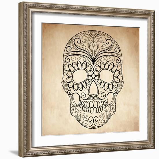 Day of the Dead Grungy Skull-Alisa Foytik-Framed Art Print