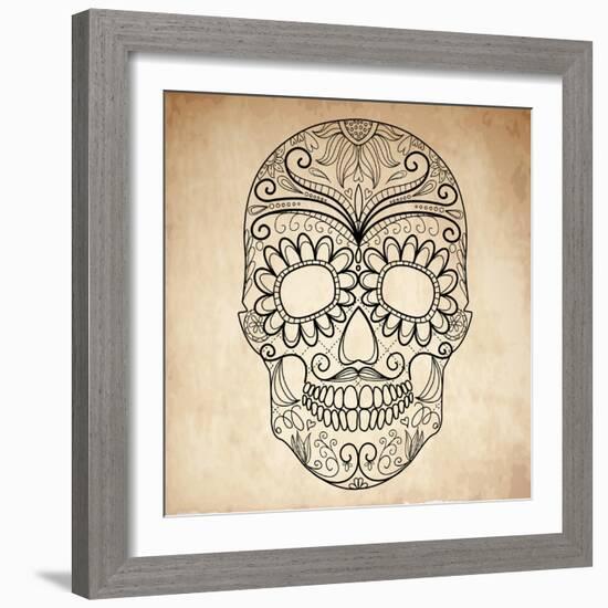 Day of the Dead Grungy Skull-Alisa Foytik-Framed Art Print