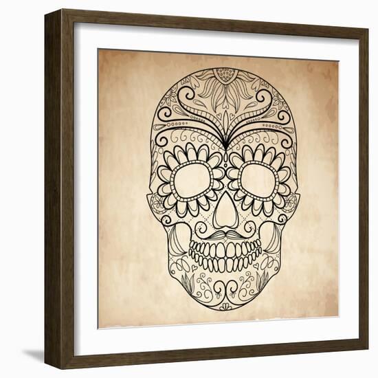 Day of the Dead Grungy Skull-Alisa Foytik-Framed Art Print