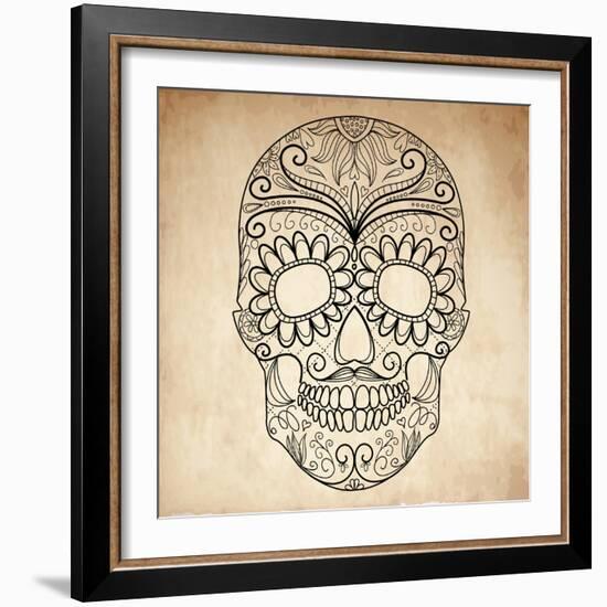 Day of the Dead Grungy Skull-Alisa Foytik-Framed Art Print