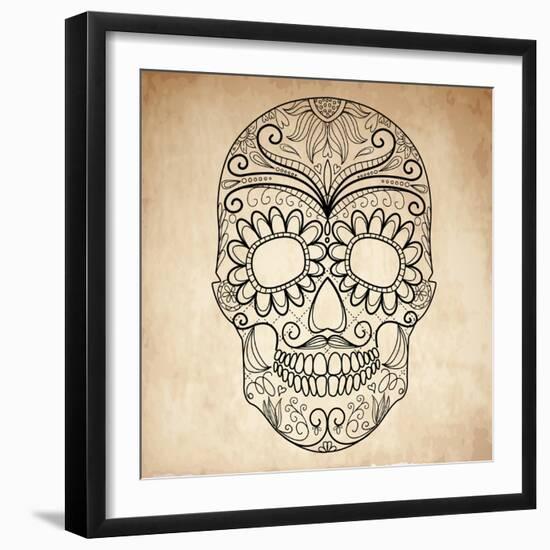 Day of the Dead Grungy Skull-Alisa Foytik-Framed Art Print