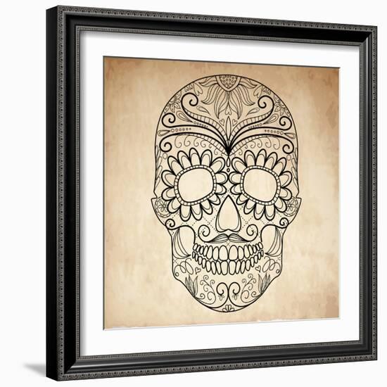 Day of the Dead Grungy Skull-Alisa Foytik-Framed Art Print