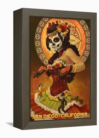 Day of the Dead Marionettes - San Diego, California-Lantern Press-Framed Stretched Canvas