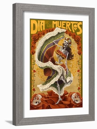 Day of the Dead - Skeleton Dancing-Lantern Press-Framed Art Print