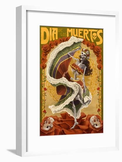 Day of the Dead - Skeleton Dancing-Lantern Press-Framed Art Print