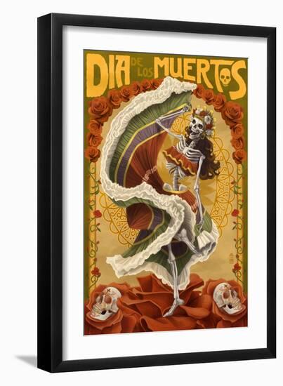 Day of the Dead - Skeleton Dancing-Lantern Press-Framed Art Print