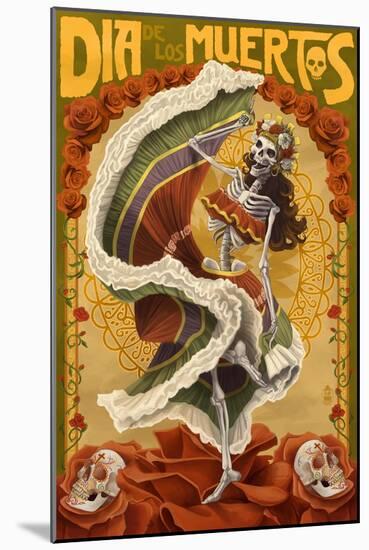 Day of the Dead - Skeleton Dancing-Lantern Press-Mounted Art Print