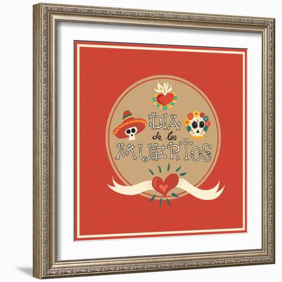 Day of the Dead Skull-cienpies-Framed Art Print