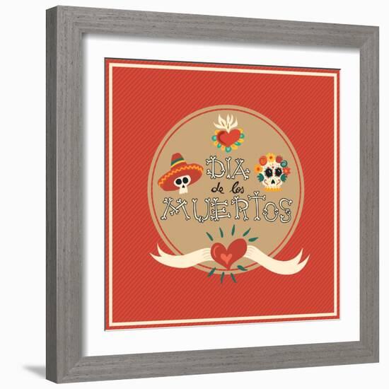 Day of the Dead Skull-cienpies-Framed Art Print