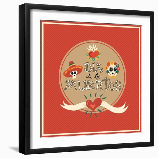 Day of the Dead Skull-cienpies-Framed Art Print