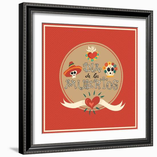 Day of the Dead Skull-cienpies-Framed Art Print