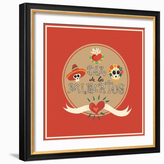 Day of the Dead Skull-cienpies-Framed Art Print