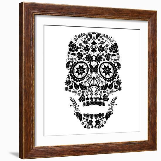 Day of the Dead Skull-lineartestpilot-Framed Art Print