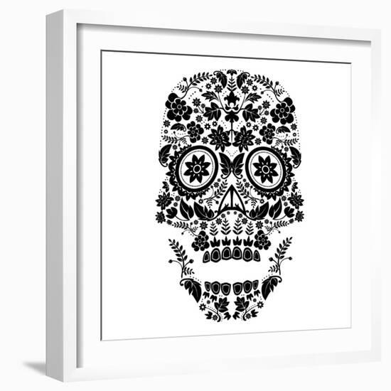 Day of the Dead Skull-lineartestpilot-Framed Art Print