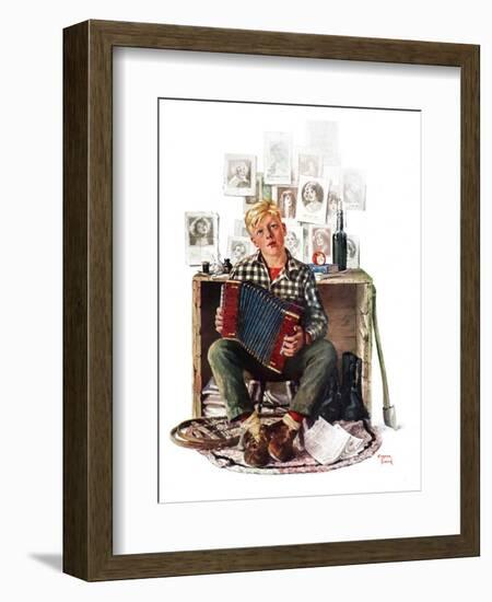 "Daydreaming Accordianist,"March 13, 1926-Eugene Iverd-Framed Giclee Print