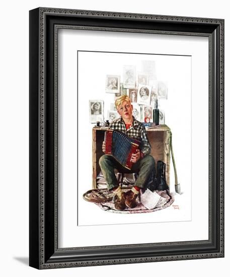 "Daydreaming Accordianist,"March 13, 1926-Eugene Iverd-Framed Giclee Print