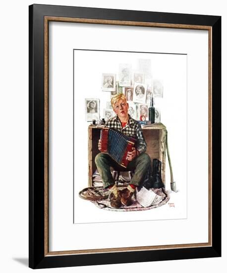 "Daydreaming Accordianist,"March 13, 1926-Eugene Iverd-Framed Giclee Print
