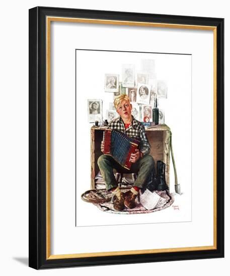 "Daydreaming Accordianist,"March 13, 1926-Eugene Iverd-Framed Giclee Print