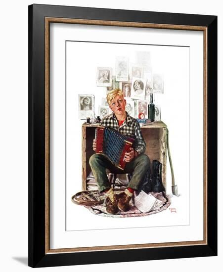 "Daydreaming Accordianist,"March 13, 1926-Eugene Iverd-Framed Giclee Print