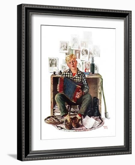 "Daydreaming Accordianist,"March 13, 1926-Eugene Iverd-Framed Giclee Print