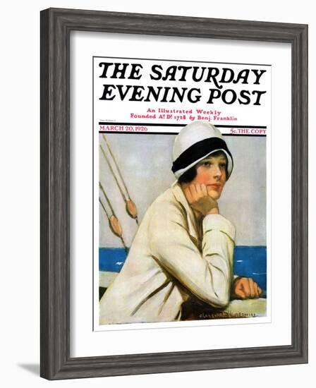 "Daydreams at Sea," Saturday Evening Post Cover, March 20, 1926-Clarence F. Underwood-Framed Giclee Print