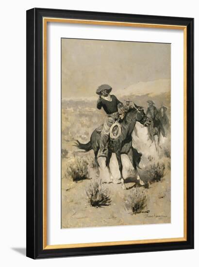 Days on the Range (Hands Up) C.1902 (Oil on Canvas)-Frederic Remington-Framed Giclee Print