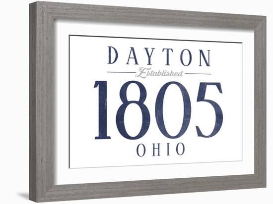 Dayton, Ohio - Established Date (Blue)-Lantern Press-Framed Art Print