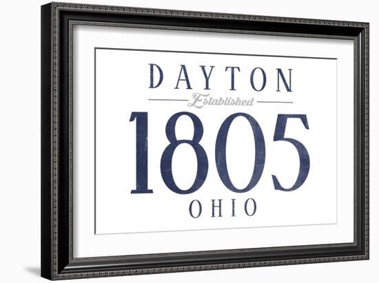 Dayton, Ohio - Established Date (Blue)-Lantern Press-Framed Art Print