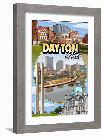 Dayton, Ohio - Montage Scenes-Lantern Press-Framed Art Print