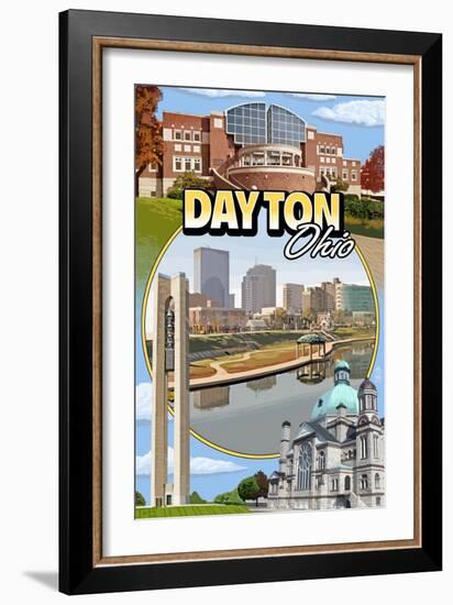 Dayton, Ohio - Montage Scenes-Lantern Press-Framed Art Print