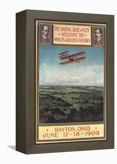 Dayton, Ohio - Wright Brothers Plane, 1st Flight Promotional Poster-Lantern Press-Framed Stretched Canvas