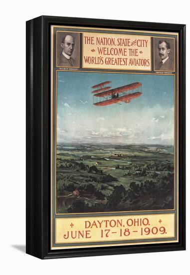 Dayton, Ohio - Wright Brothers Plane, 1st Flight Promotional Poster-Lantern Press-Framed Stretched Canvas