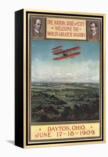 Dayton, Ohio - Wright Brothers Plane, 1st Flight Promotional Poster-Lantern Press-Framed Stretched Canvas