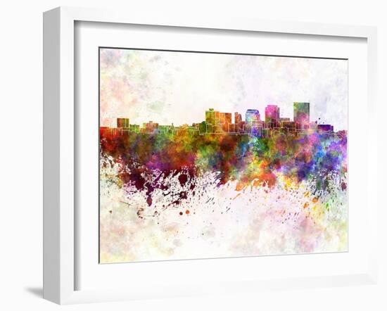 Dayton Skyline in Watercolor Background-paulrommer-Framed Art Print